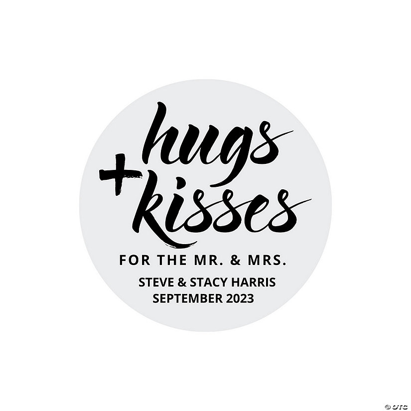 Personalized Kisses From The New Mr And Mrs Favor Stickers 144 Pc