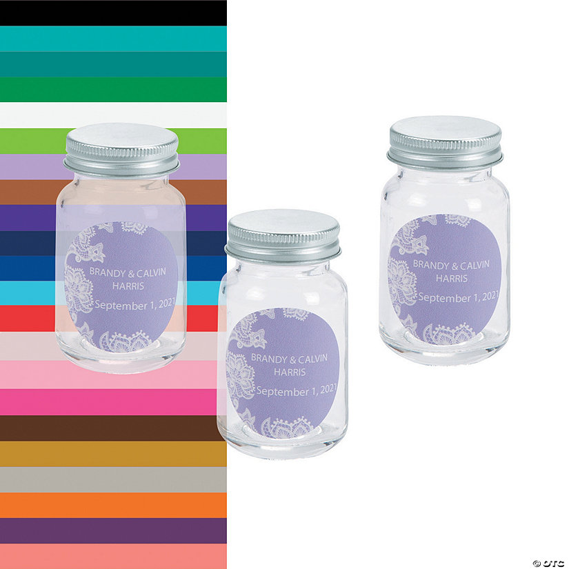 Personalized Lace Mini Mason Jar Favors - 12 Pc. Image Thumbnail
