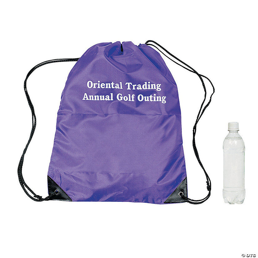 Personalized Large Purple Drawstring Bags - 12 Pc. Image