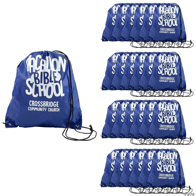 Personalized Large VBS Drawstring Bags - 24 Pc.  Image Thumbnail