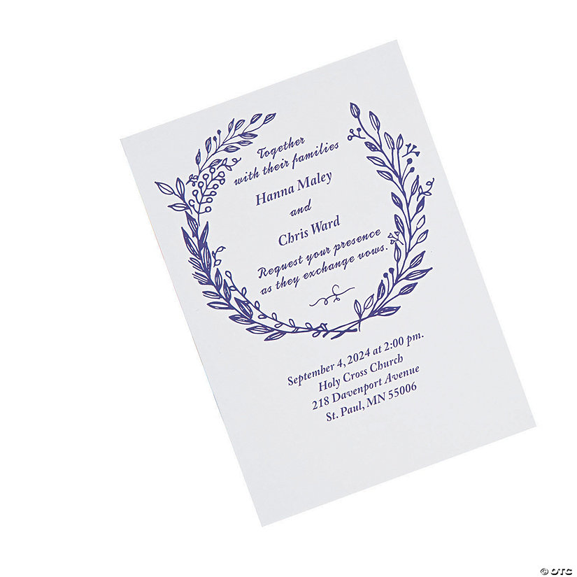Personalized Laurel Leaf Wedding Invitations - 25 Pc. Image Thumbnail