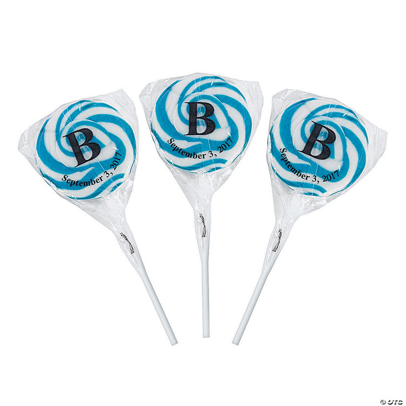 Personalized Light Blue Monogram Swirl Lollipops - Discontinued