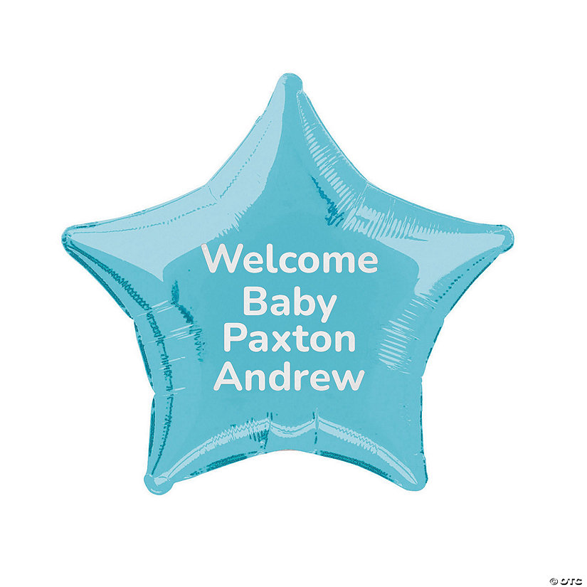 Personalized Light Blue Star-Shaped 18" Mylar Balloon Image