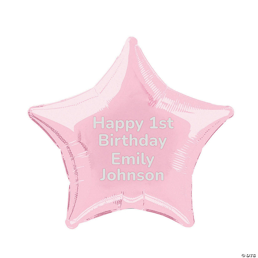 Personalized Light Pink Star-Shaped 18" Mylar Balloon Image