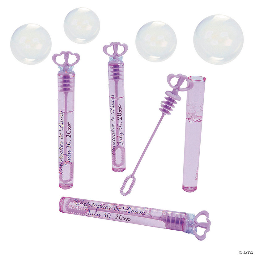 Personalized Lilac Heart Bubble Tubes - 24 Pc. Image