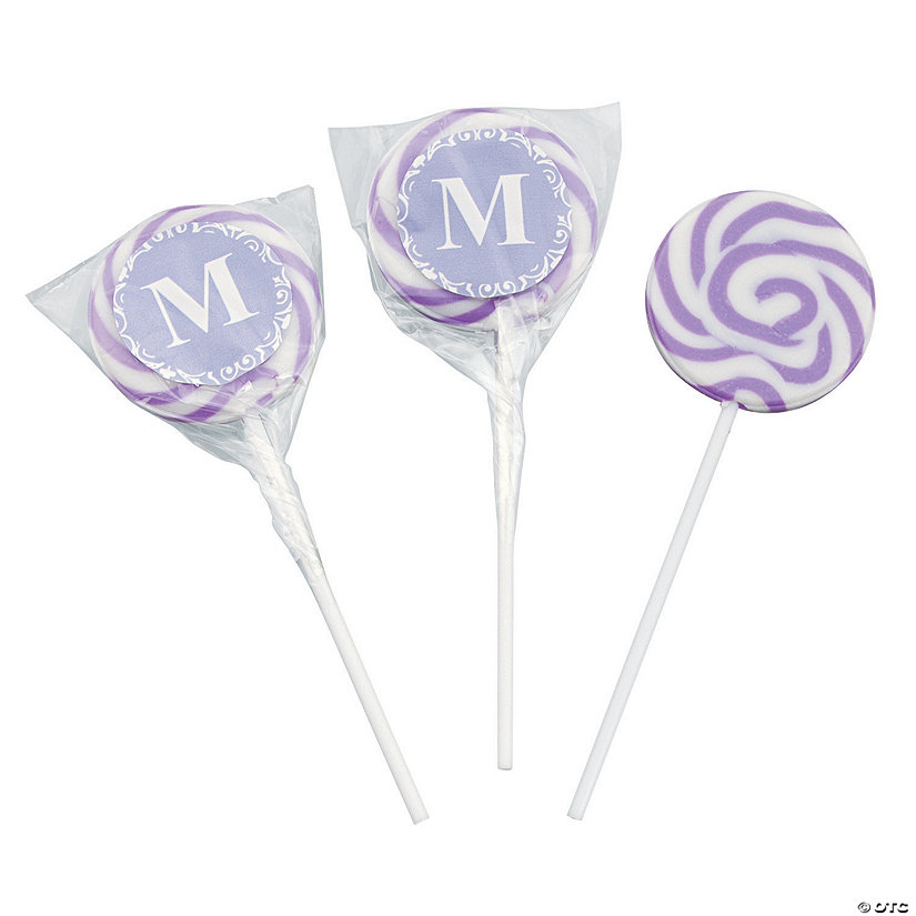 Personalized Lilac Monogram Swirl Lollipops - Discontinued
