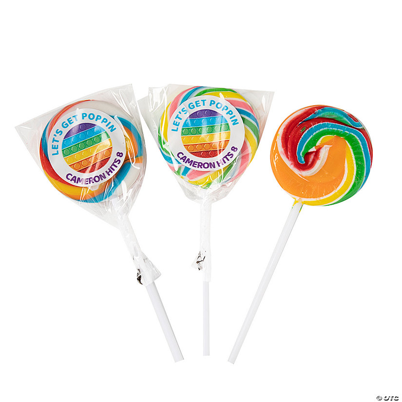 Personalized Lotsa Pops Party Rainbow Swirl Lollipops &#8211; 24 Pc.  Image Thumbnail