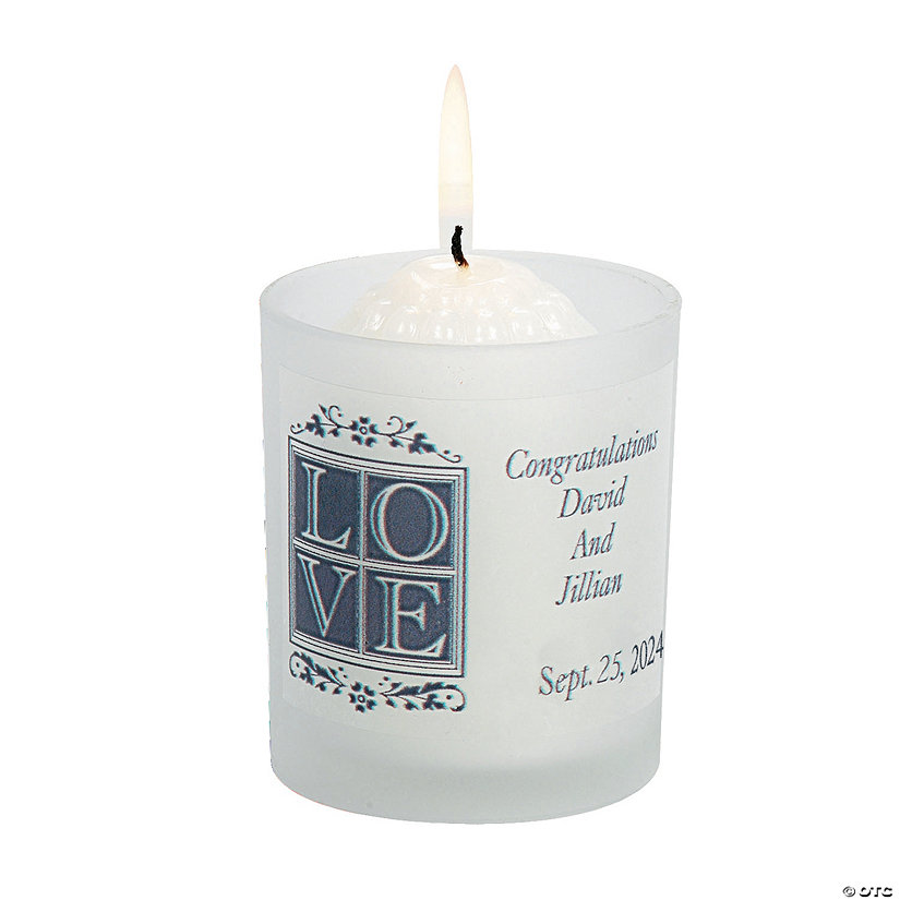 Personalized Love Frosted Wedding Votive Candle Holders - 12 Pc. Image Thumbnail