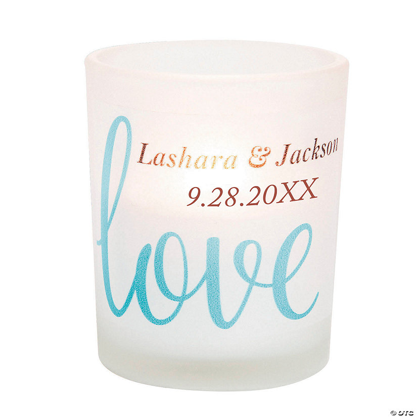 Personalized Love Script Votive Candle Holders - 12 Pc. Image