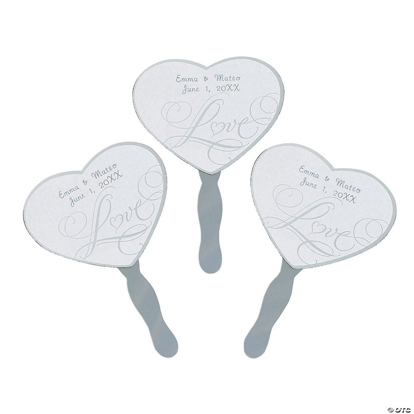 Personalized Love Wedding Hand Fans - 12 Pc. Image