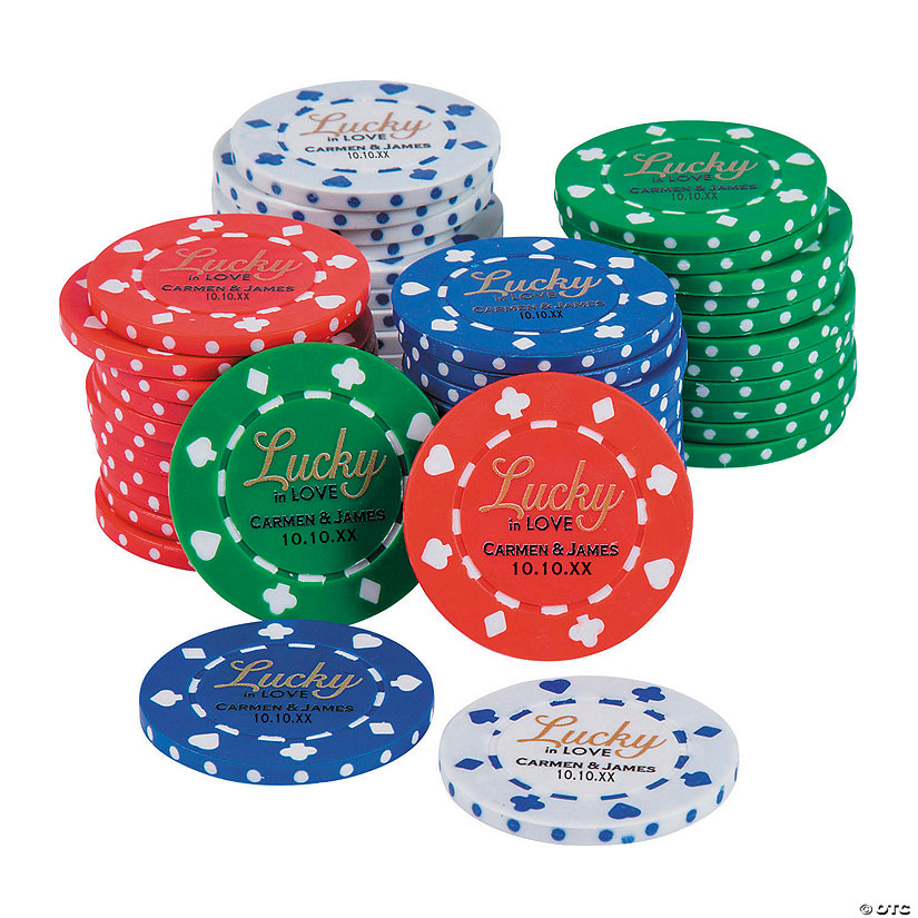 Personalized Lucky in Love Poker Chips - 100 Pc. Image Thumbnail