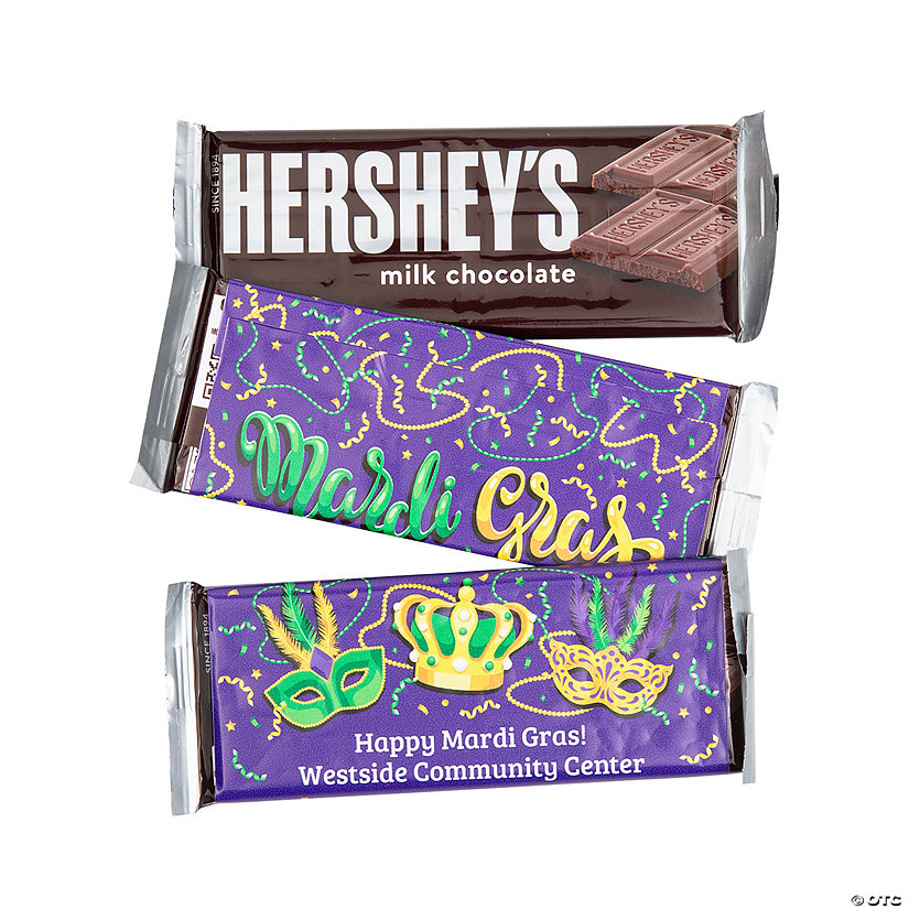 Personalized Mardi Gras Candy Bar Labels - 12 Pc. Image Thumbnail