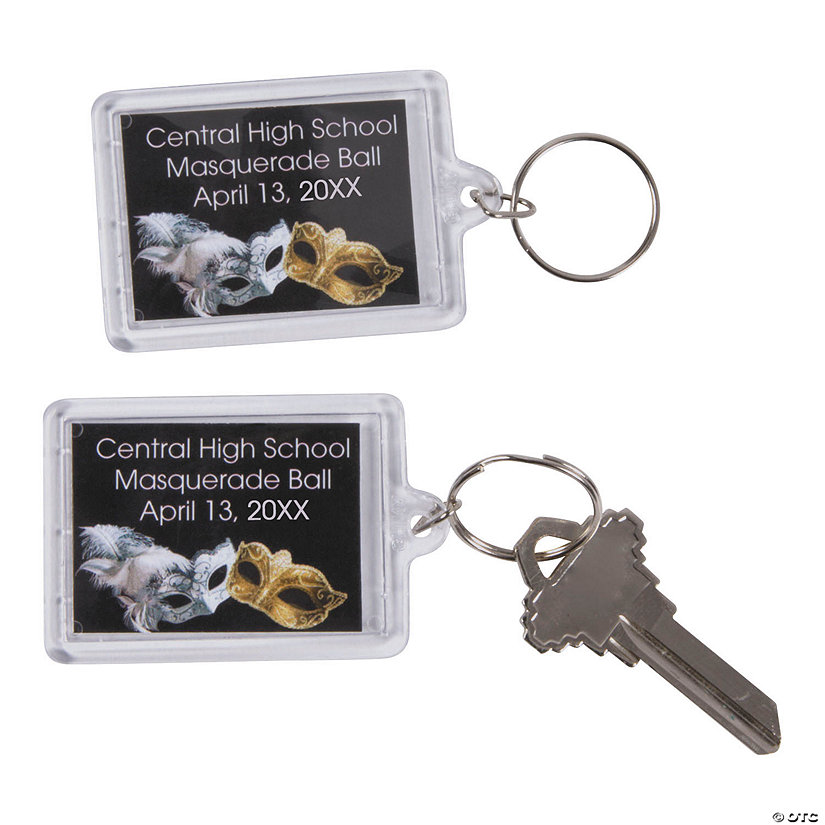 Personalized Masquerade Ball Keychains - 12 Pc. Image