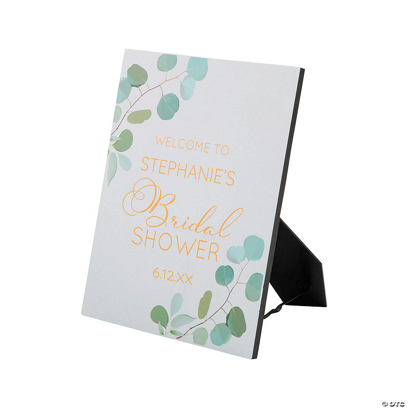 Personalized Medium Eucaplyptus Bridal Shower Welcome Tabletop Sign Image Thumbnail