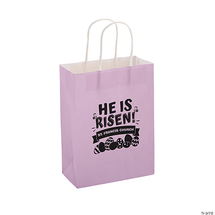 Personalized Medium Lilac Religious Egg Hunt Kraft Paper Bags Image Thumbnail