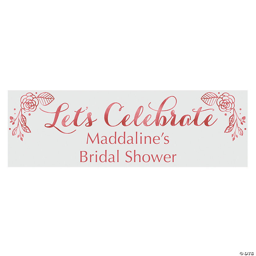 Personalized Medium Rose Gold Bridal Shower Vinyl Banner Image Thumbnail