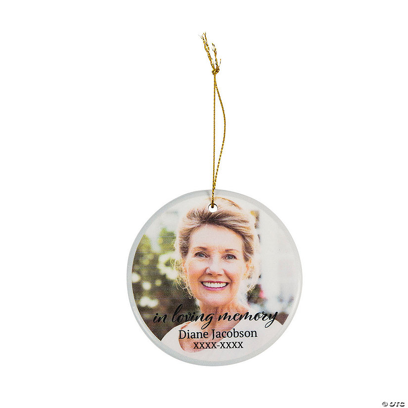 Personalized Memorial Photo Round Ceramic Christmas Ornaments - 12 Pc. Image Thumbnail