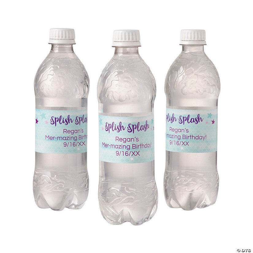 Personalized Mermaid Sparkle Water Bottle Labels 25 Pc. Oriental