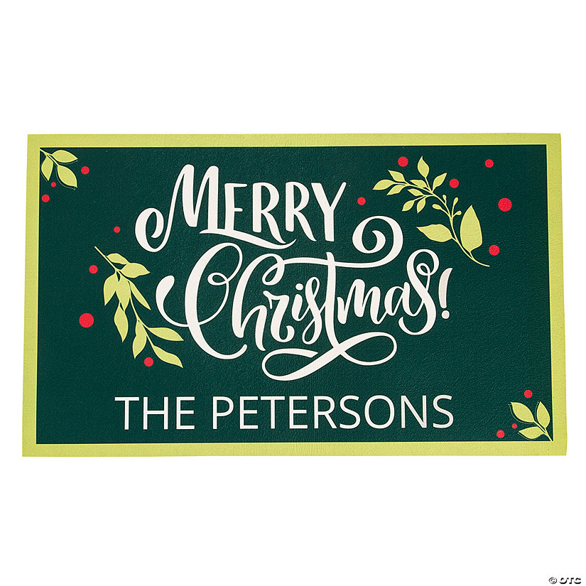 Personalized Merry Christmas Door Mat Image