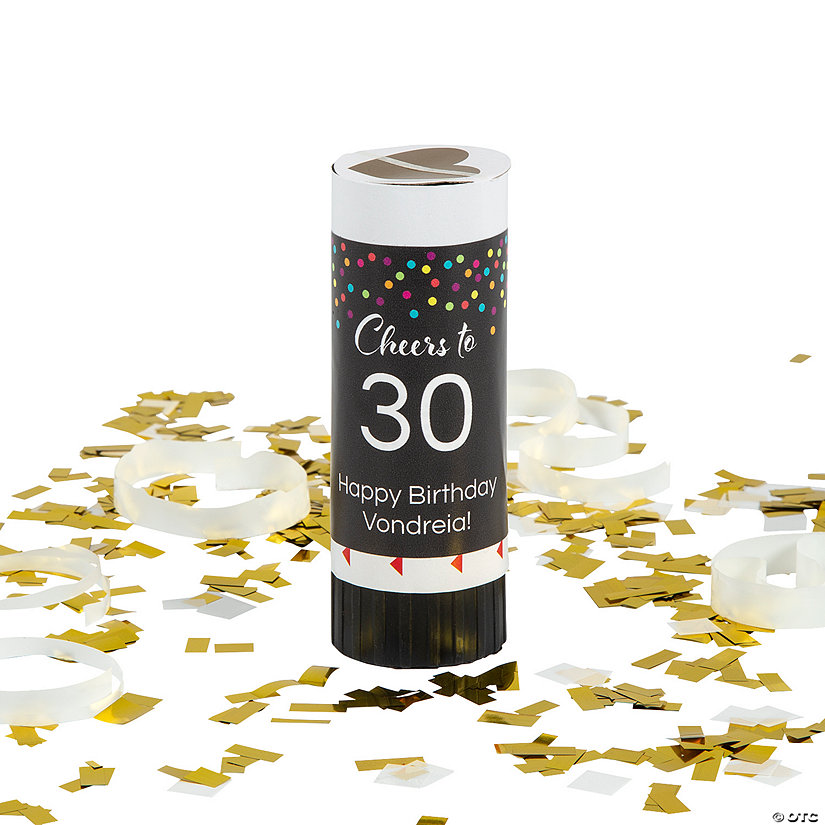 Personalized Milestone Birthday Confetti Party Poppers - 12 Pc. Image Thumbnail