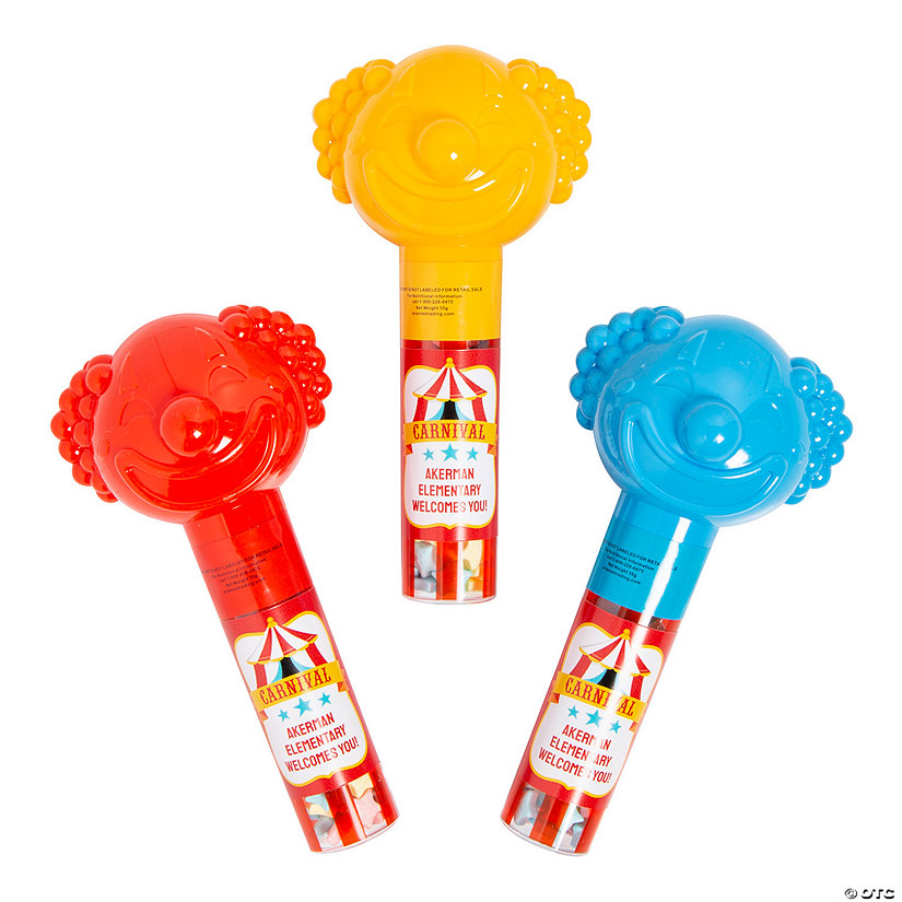 Personalized Mini Carnival Clown Candy Tubes with Candy - 12 Pc. Image Thumbnail