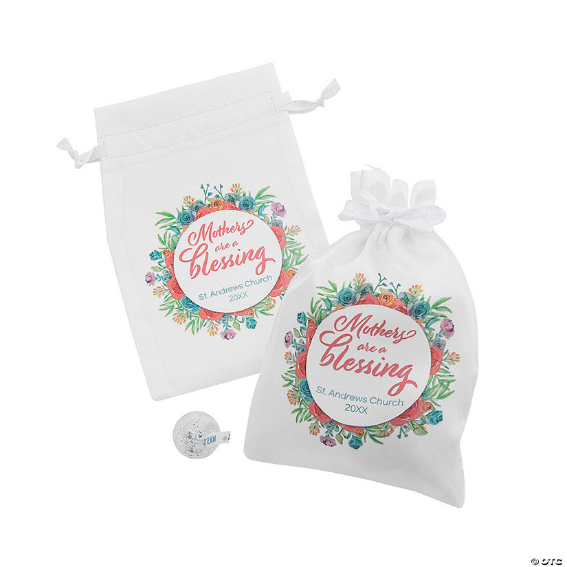 Personalized Mini Faith Mothers Are a Blessing Mother&#8217;s Day Satin Drawstring Bags - 24 Pc. Image Thumbnail