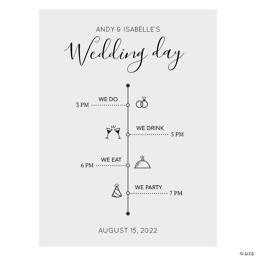 Personalized Minimalist Wedding Day Timeline Sign Image Thumbnail