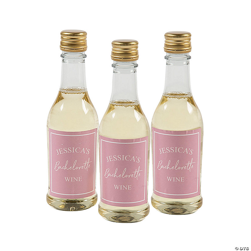 Personalized Modern Script Mini Wine Bottle Labels - 25 Pc. Image
