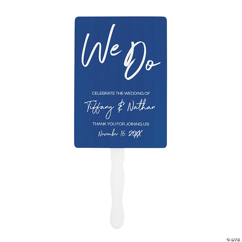 Personalized Modern Script We Do Wedding Hand Fans - 12 Pc. Image