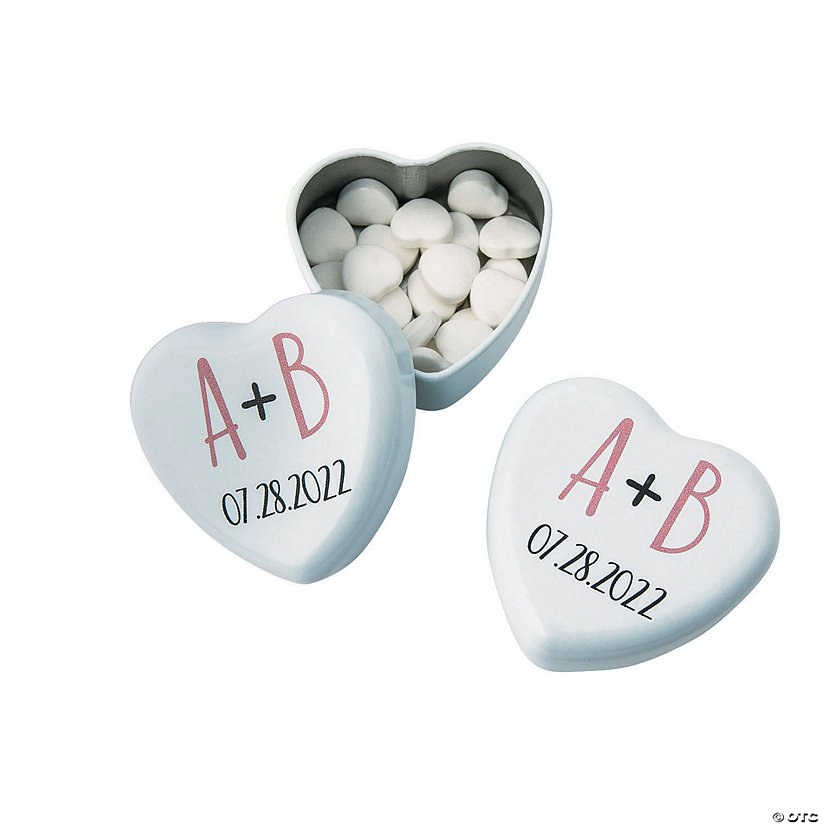 Personalized Modern Simple Heart Mint Tins - 24 Pc. Image Thumbnail
