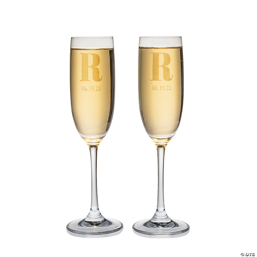 Personalized Monogram Wedding Toasting Glass Champagne Flutes - 2 Ct. Image Thumbnail