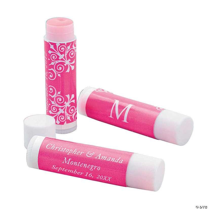 Personalized Monogrammed Wedding Lip Balm Covers - 12 Pc. Image