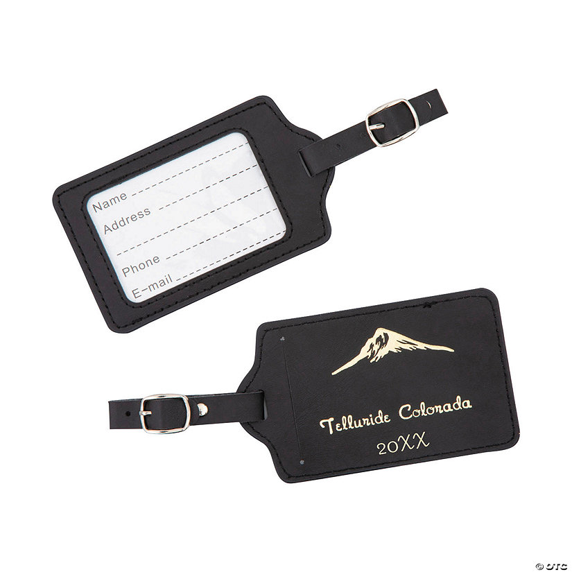 Personalized Mountain Faux Leather Luggage Tags - 12 Pc. Image Thumbnail