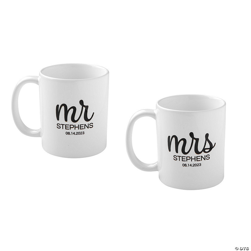 Personalized Mr. & Mrs. Ceramic Mug Set - 2 Pc. Image Thumbnail