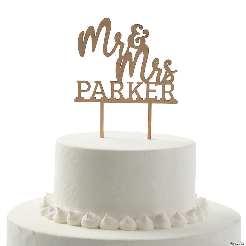 Personalized Mr. &amp; Mrs. Cutout Wedding Cake Topper Image