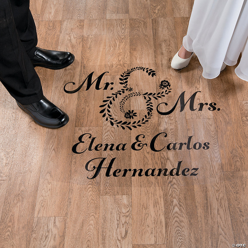 Personalized Mr. &amp; Mrs. Wedding Floor Cling Image
