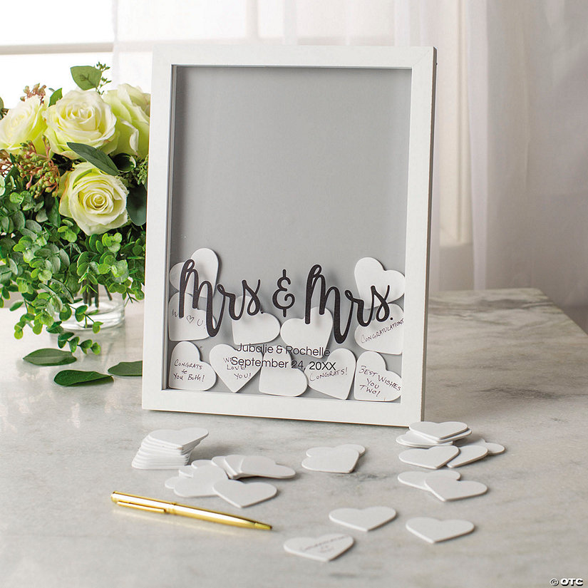 Personalized Mrs. &amp; Mrs. Wedding Guest Book Frame Image