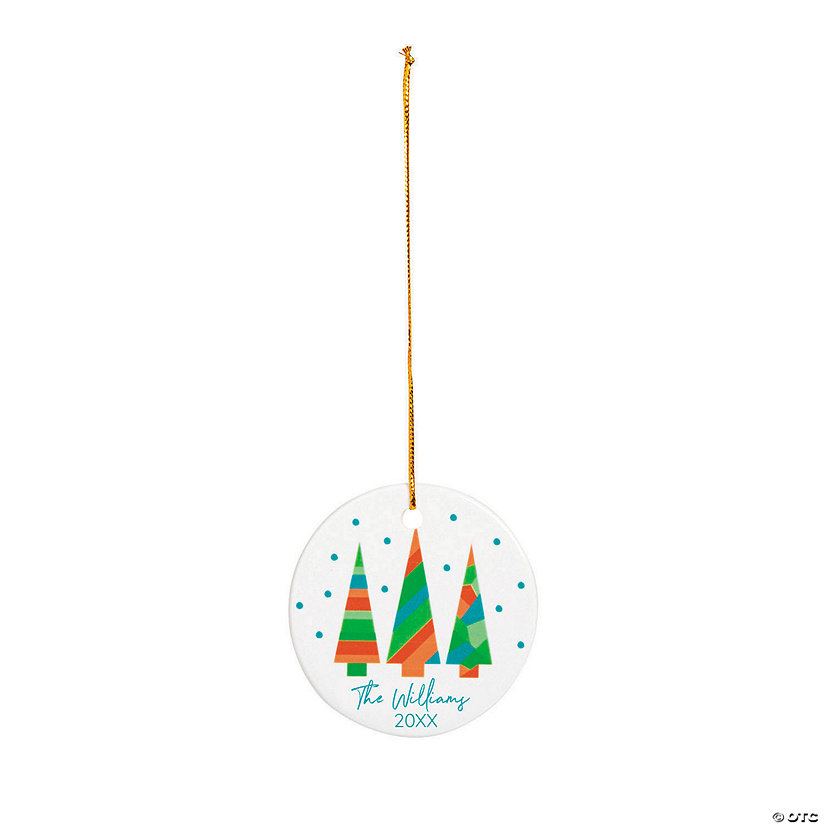 Personalized Multicolor Christmas Trees Ceramic Ornament Image