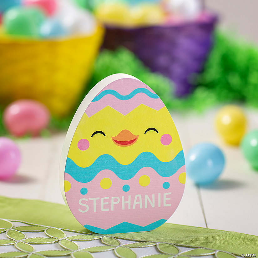 Personalized Name Easter Chick Egg-Shaped Tabletop Decoration Image