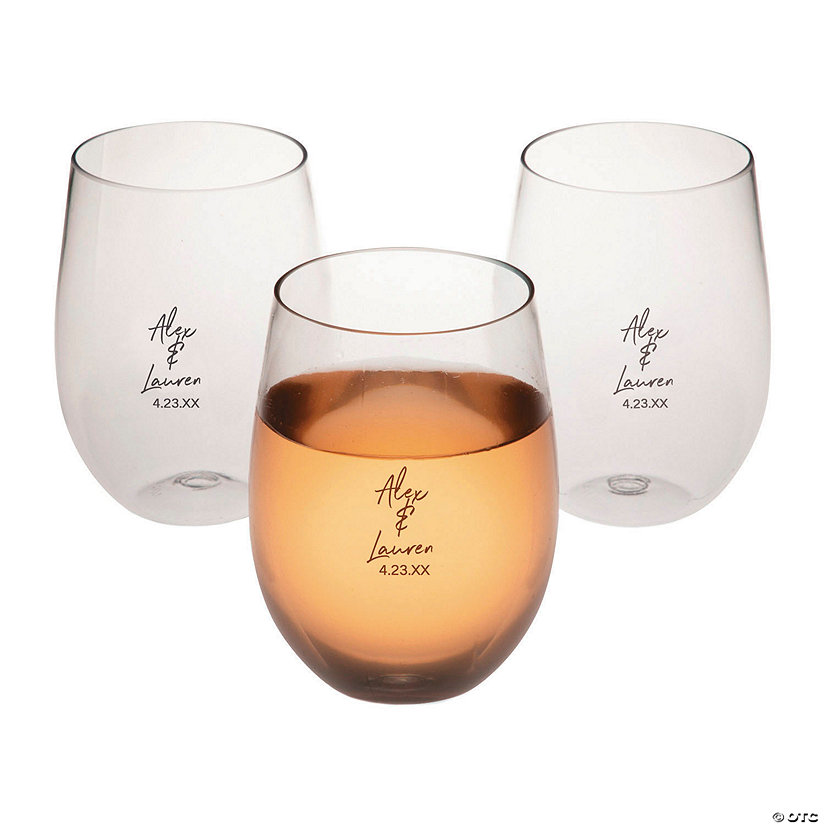Personalized Name Script Stemless Plastic Wine Glasses Oriental Trading