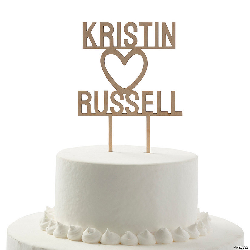 Personalized Names & Heart Cutout Wedding Cake Topper Image Thumbnail