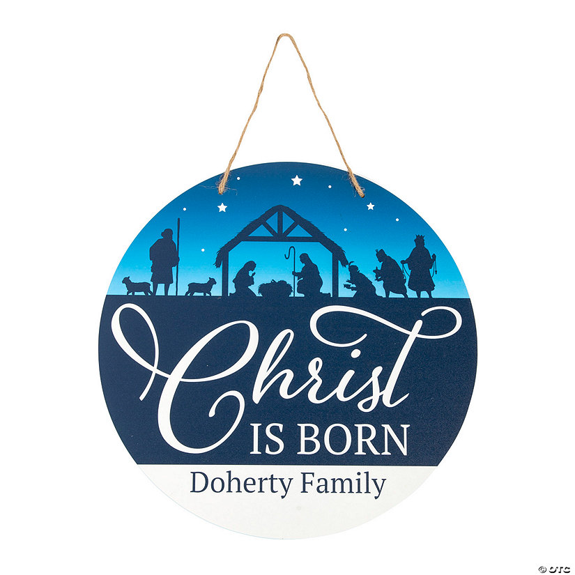Personalized Nativity Christ is Born Door Sign Image