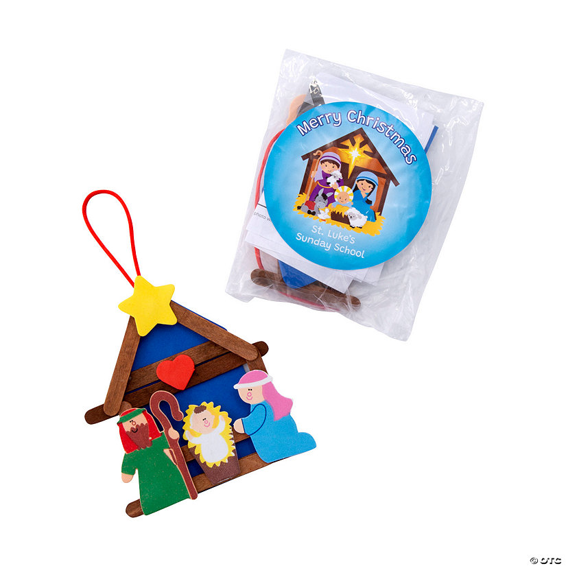 Personalized Nativity Craft Stick Ornament Craft Kit - Makes 24 Image