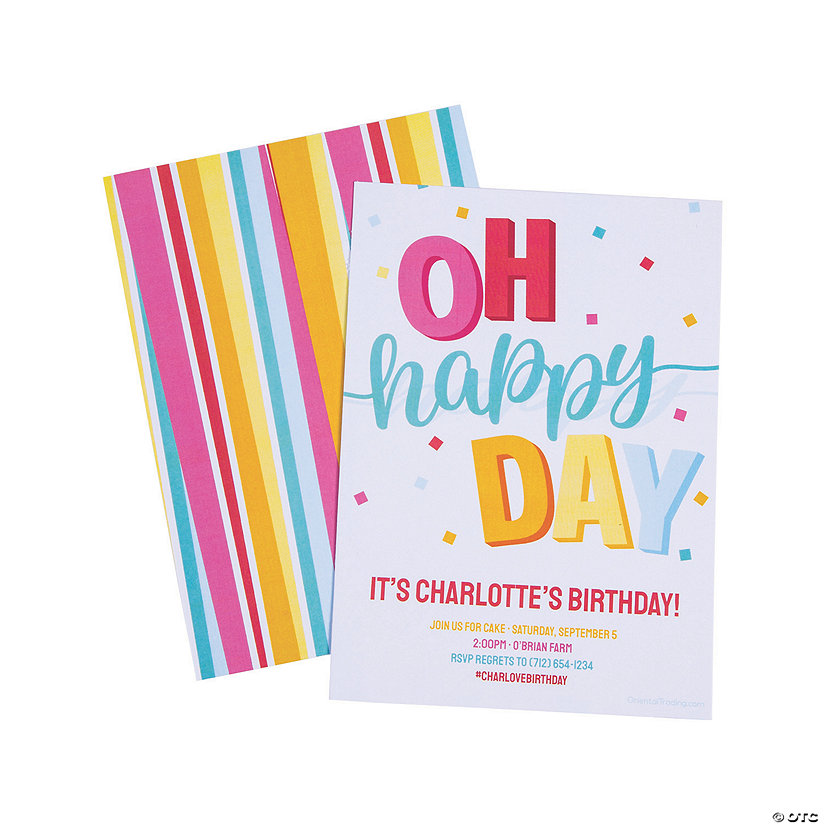 Personalized Oh Happy Day Birthday Party Invitations - 10 Pc. Image Thumbnail