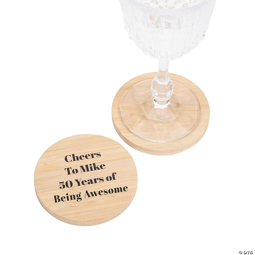 Personalized Open Text Wood Coasters - 12 Pc. Image