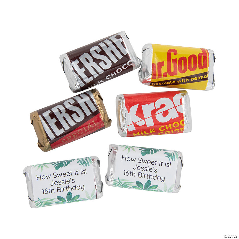 Personalized Palm Leaf Mini Candy Bar Sticker Labels - 30 Pc. Image Thumbnail