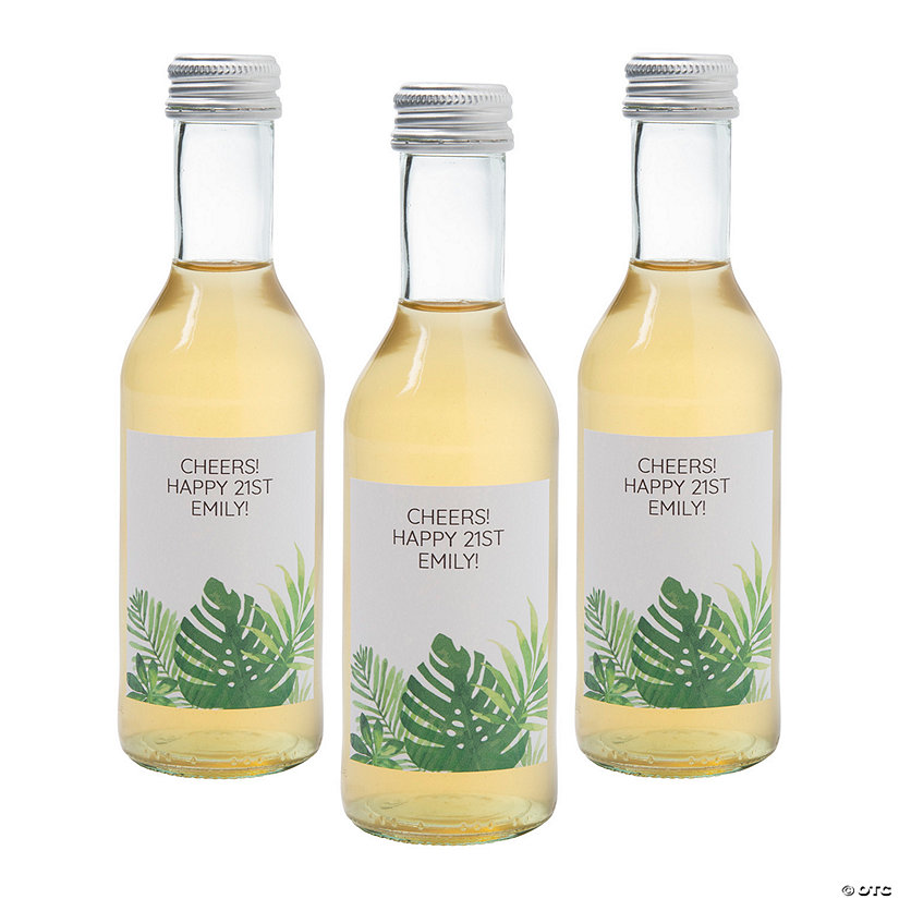 Personalized Palm Leaf Mini Wine Bottle Labels - 25 Pc. Image