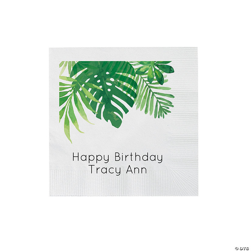 Personalized Palm Leaf Paper Beverage Napkins - 50 Pc. Image