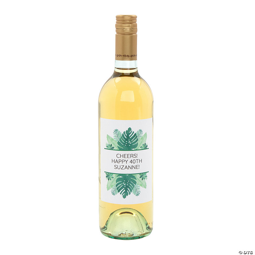 Personalized Palm Leaf Wine Bottle Labels - 12 Pc. Image