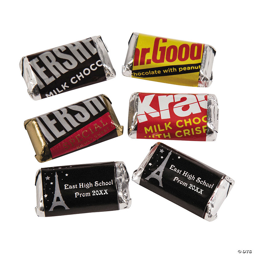 Personalized Paris Mini Candy Bar Stickers - 30 Pc. Image Thumbnail
